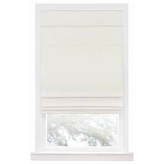 Ergode Cordless Roman 100% Blackout Window Shade 35" W x 64" L, Ivory