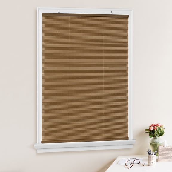 Woodtone Oval Cordless Rollup Light Filtering Window Blinds Shades: 30" (Width) x 72" (Length), Woodtone