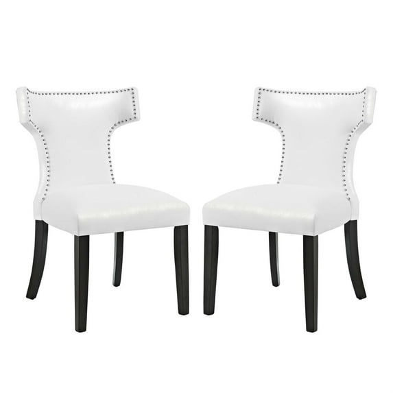 Ergode Curve Dining Chair Vinyl Set of 2 - White