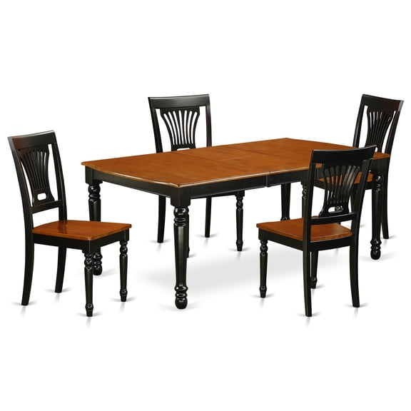 Ergode DOPL5-BCH-W, 5-Piece Kitchen Table Set, Butterfly Leaf Table & 4 Dining Chairs, Modern Design, Black & Cherry, Easy Assembly