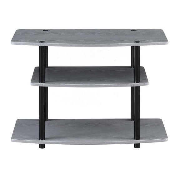 Ergode Designs2Go 3 Tier TV Stand - Modern Open Concept Design, Durable Particle Board and Melamine Shelves, Sturdy Stainless Steel Poles, Easy Assembly