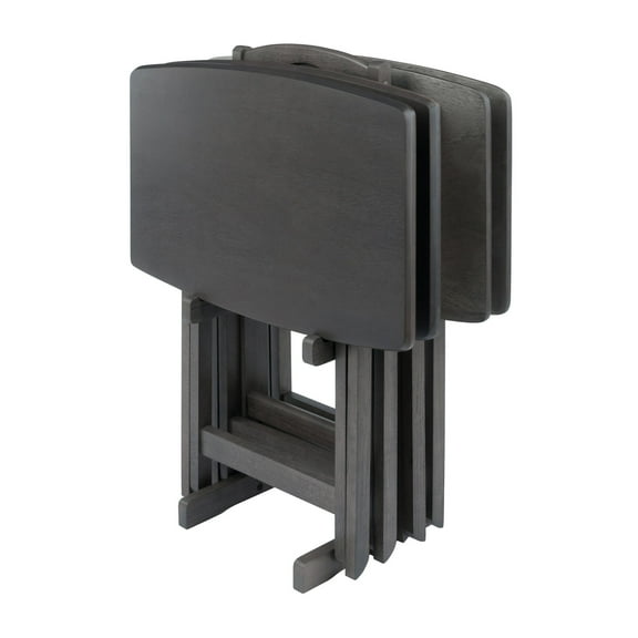 Ergode Folding TV Tray Set of 5 - Durable Small Folding Tables, X-Frame Design, Convenient Snack Tray Tables, Easy Assembly, Ideal for Living Room & Dining (Oyster Gray)