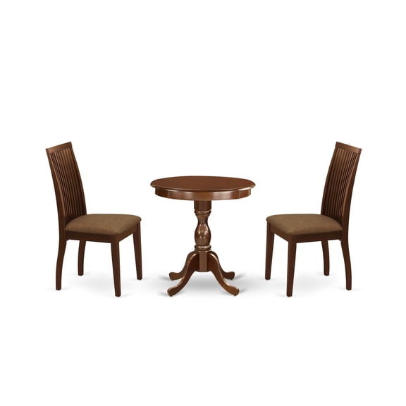 Ergode ESIP3-MAH-C-VV 3-Pc Modern Dining Set - Wood Chairs & Kitchen Table - Mahogany Finish - Easy Assembly & Stylish Design