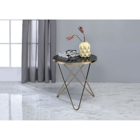 Ergode End Table Champagne & Black Glass