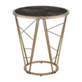 thumbnail image 1 of Ergode End Table Faux Black Marble Glass & Champagne Finish, 1 of 2