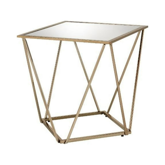 Ergode End Table Mirrored & Champagne Gold Finish