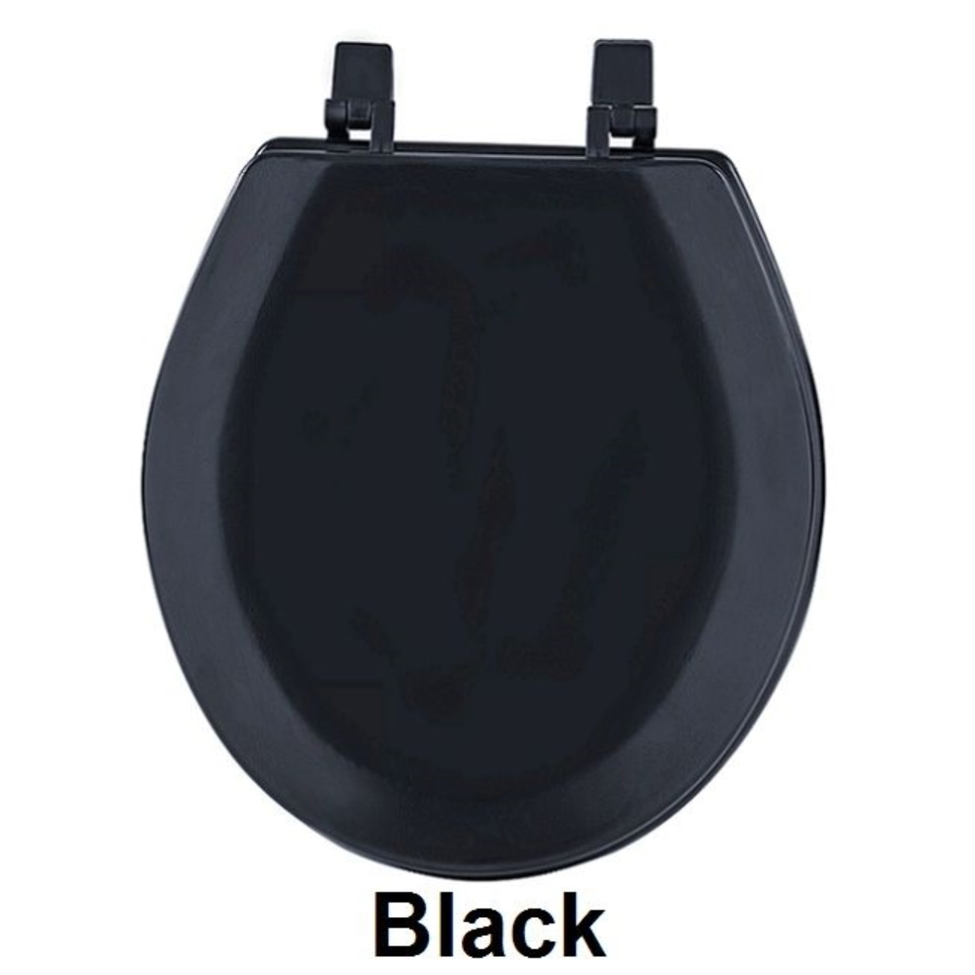 Black Beveled Edge Round Wood Toilet Seat