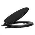 thumbnail image 1 of Vinyl Soft Close Elongated Toilet Seat, Adjustable Hinges Toilet Seats with Non Slip Grip Tight Bumpers, Oval Shape Heavy Duty Plastic Bathroom Toilet Seat and Lid Set, Black, 1 of 5