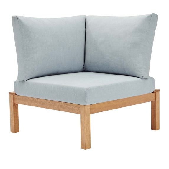 Ergode Freeport Karri Wood Sectional Sofa Outdoor Patio Corner Chair - Natural Light Blue
