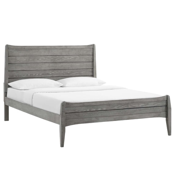 Georgia Wood King Platform Bed - Rustic Charm, Modern Farmhouse Style, Durable Rubberwood & MDF, Sturdy Foundation, LVL Reinforced Center Beam, Wood Slat Support System, Assembly Required (Gray)