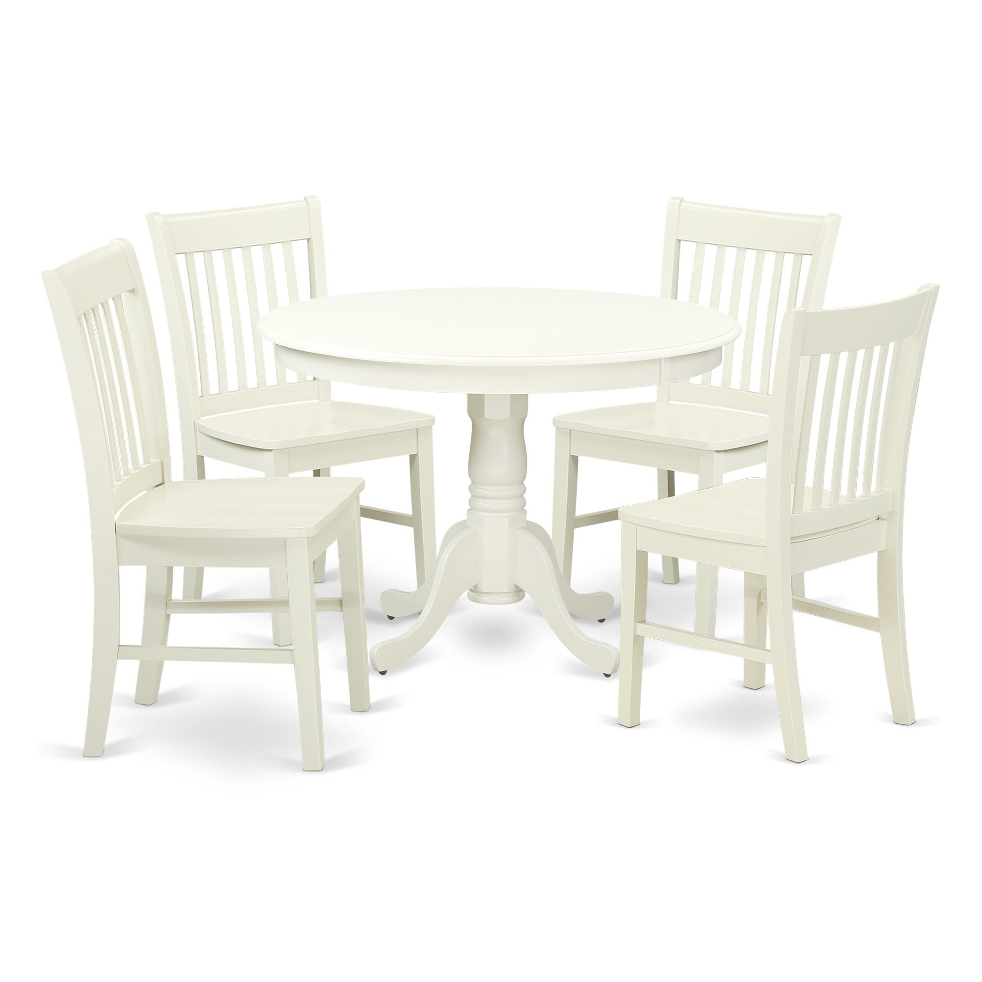 East West Furniture Hartland 5-piece Wood Dining Set in Linen White