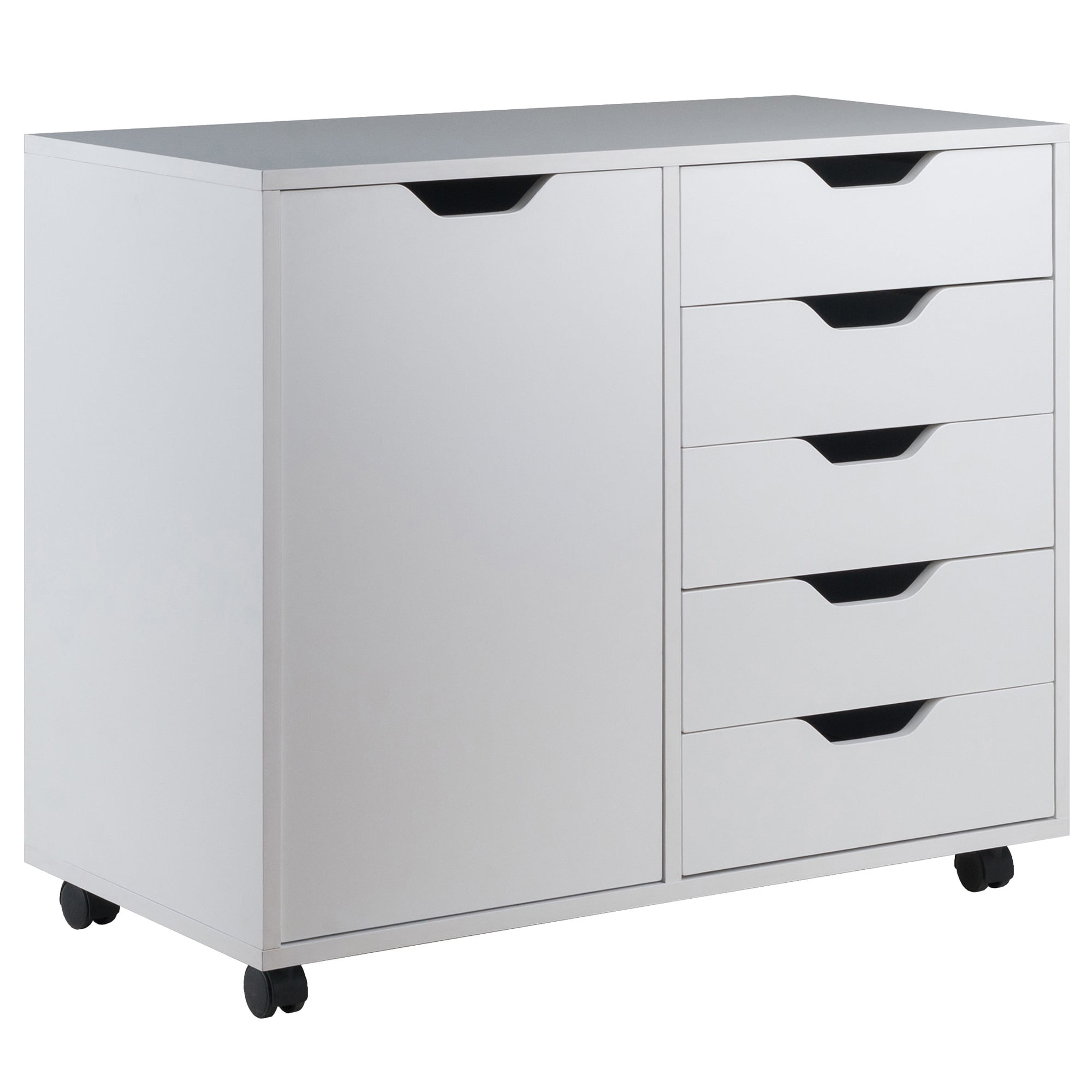 Winsome White 5-Drawer Office Cabinet with Adjustable Side Shelf