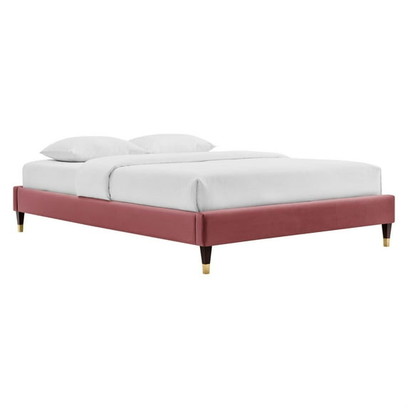 Ergode Harlow Queen Performance Velvet Platform Bed Frame - Dusty Rose