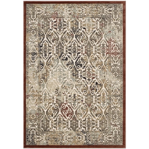 Ergode Hester Ornate Turkish 5x8 Vintage Area Rug - Tan and Walnut Brown