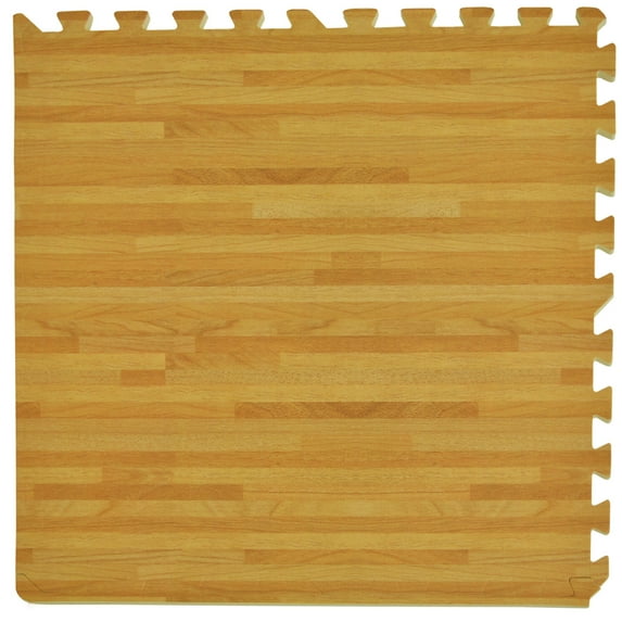 Pine Printed Wood Grain Interlocking Anti-Fatigue Puzzle Floor Tiles Mats - 24" x 24"