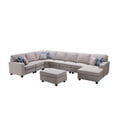 thumbnail image 1 of Ergode Irma Light Gray Linen 8Pc Modular L-Shape Sectional Sofa Chaise and Ottoman, 1 of 3