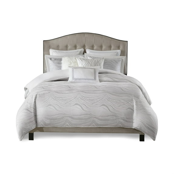 Ergode Jacquard Comforter Set - Modern & Elegant Bedding with Metallic Detailing, Euro Shams, and Decorative Pillows - Oversized & Overfilled for Maximum Comfort - OEKO-TEX Certified - Dry Clean Only