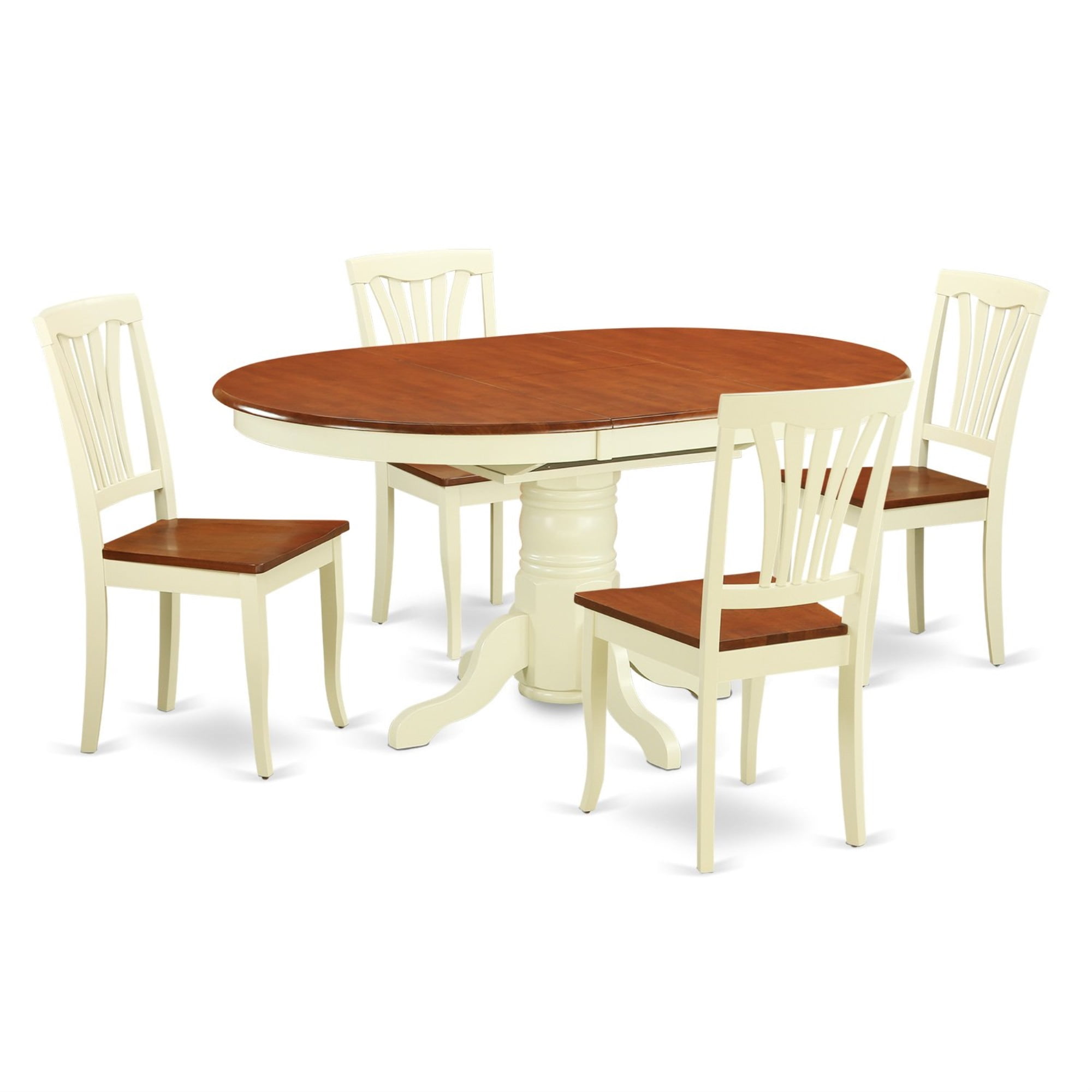 Ergode KEAV5-WHI-W, 5-Piece Kitchen Dining Table Set, Oval Table with ...