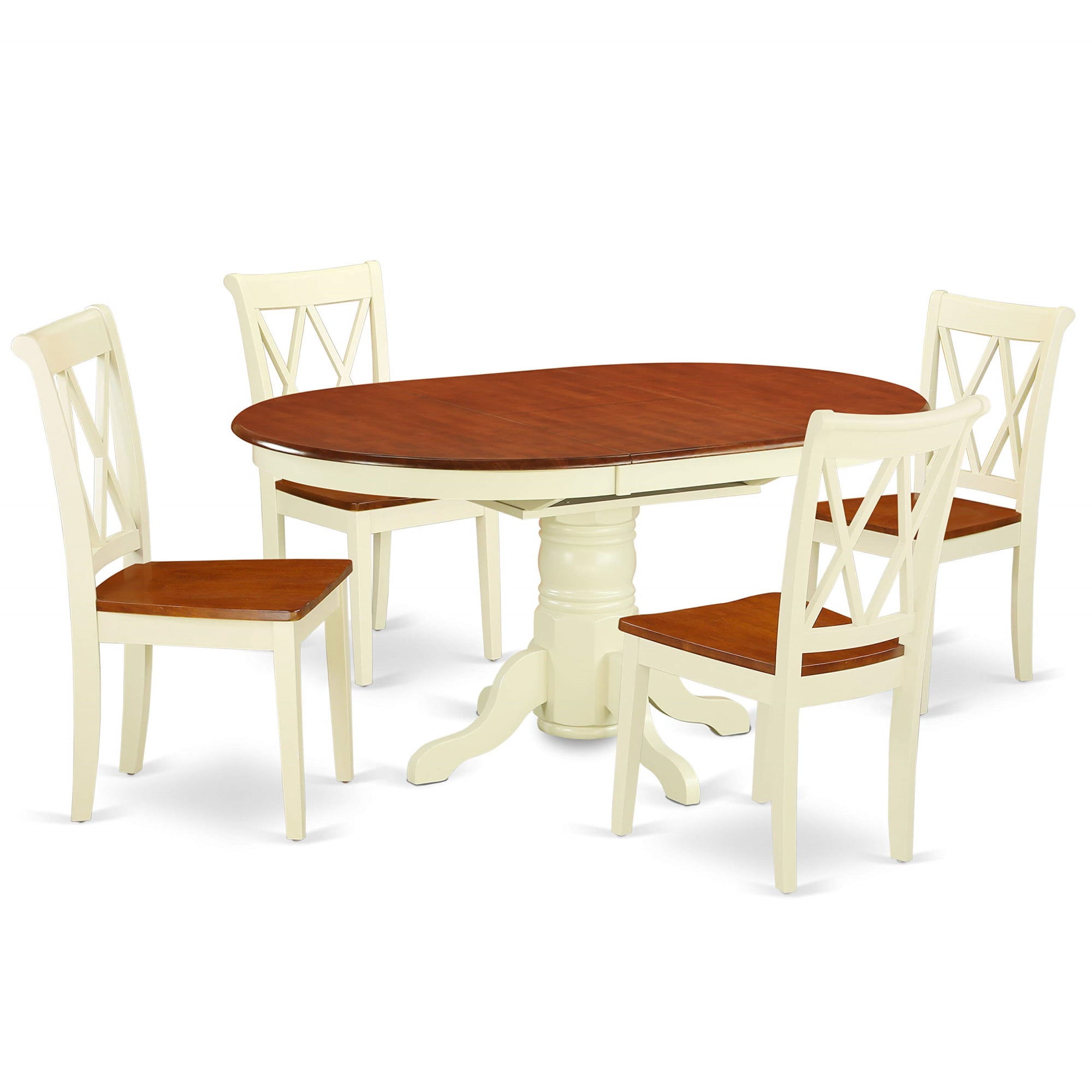 Ergode KECL5-BMK-W, 5 Piece Kitchen Table Set, Oval Dining Table with ...