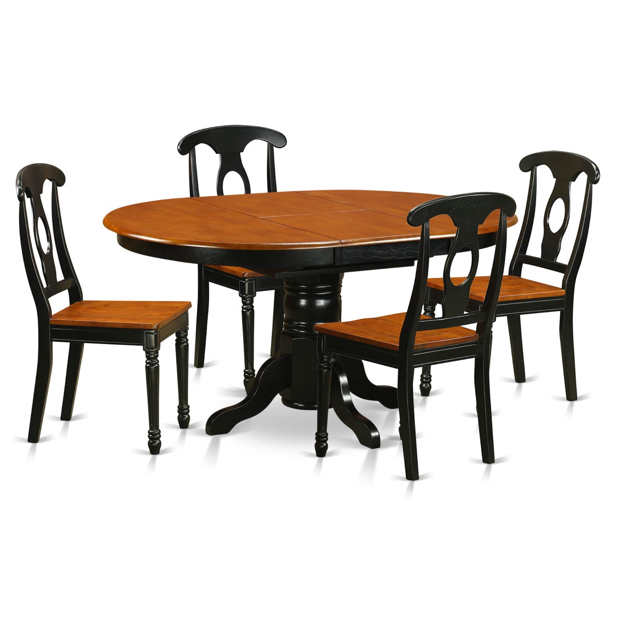 Ergode KENL5-BLK-W, 5 Piece Kitchen Table Set, Oval Dining Table with ...