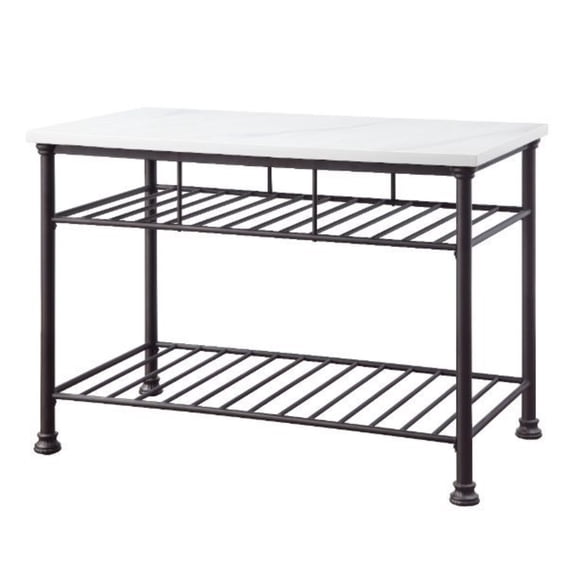 Ergode Kitchen Island White Cultured Marble & Gray Finish