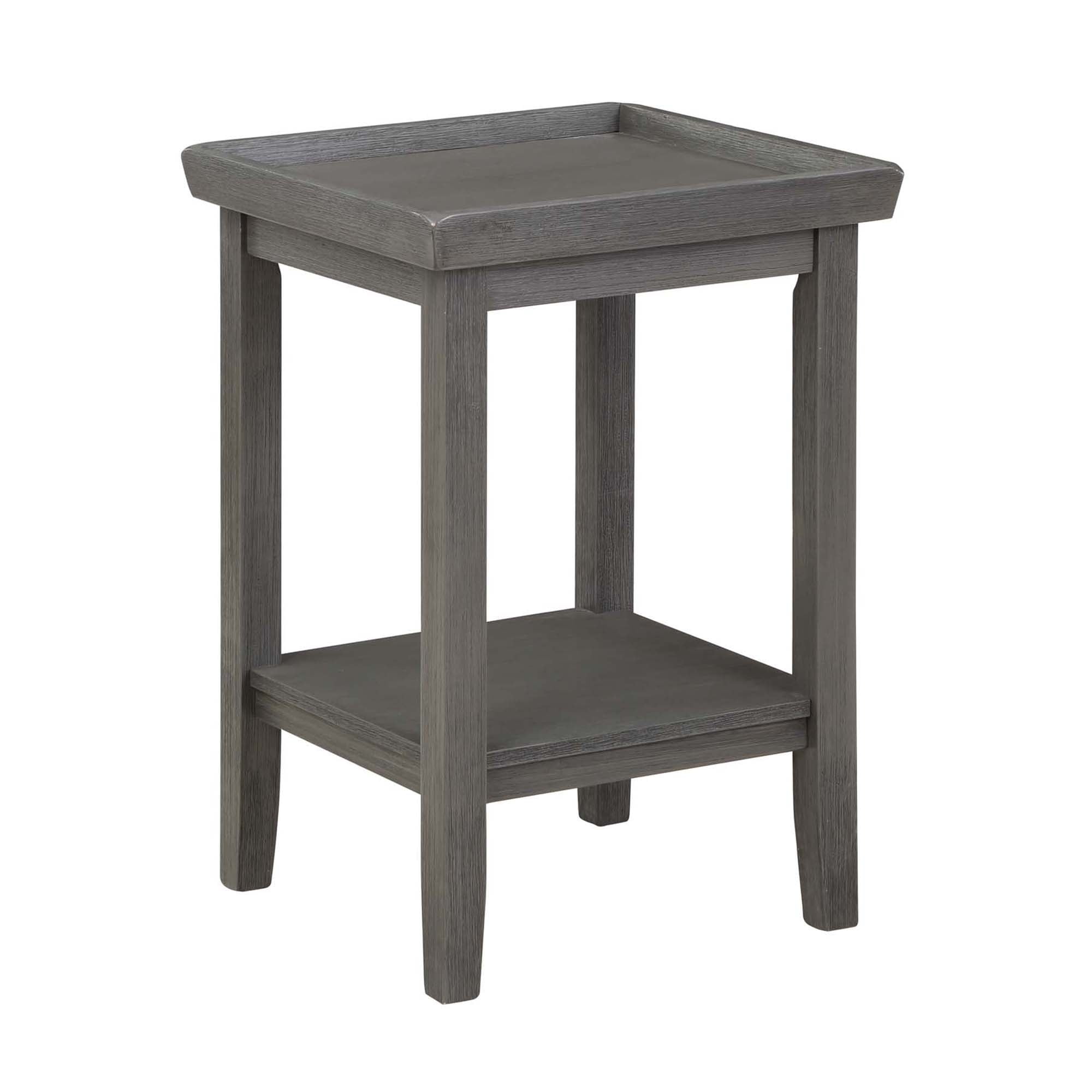 Ergode Ledgewood End Table with Shelf Sleek Design, Raised Edges, 2