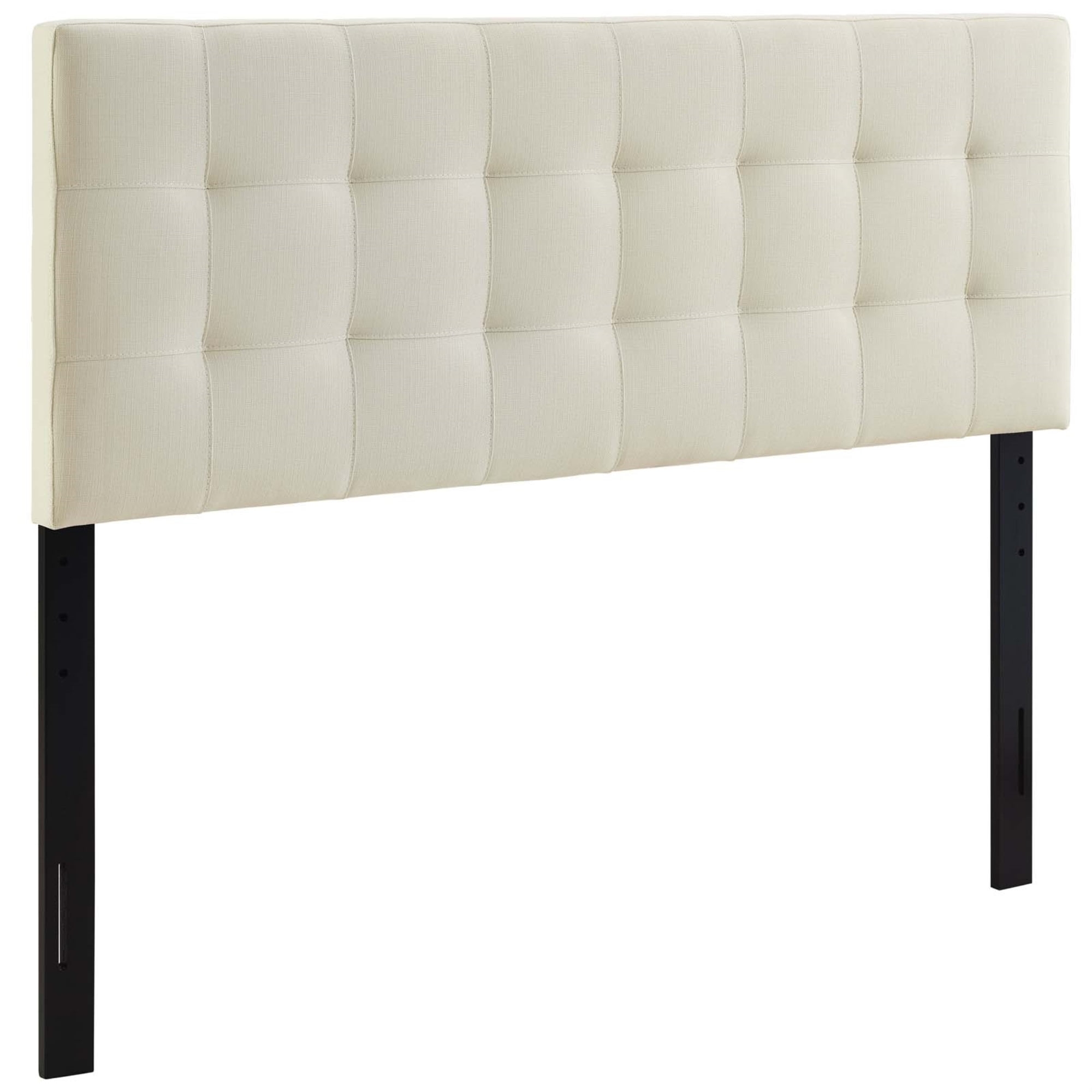 Lily Off-White Tufted Leather Queen Headboard