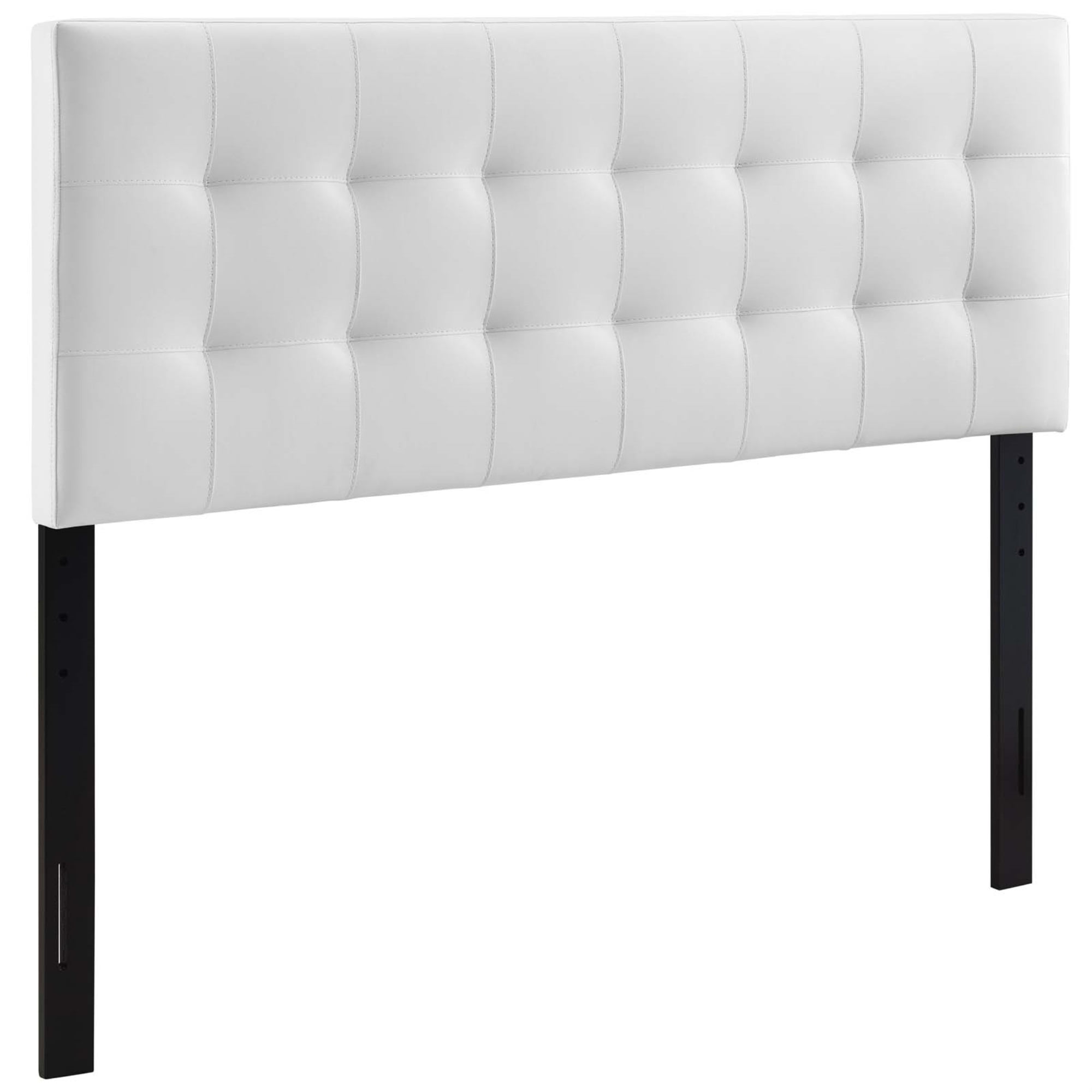 Lily White Tufted Faux Leather Queen Headboard