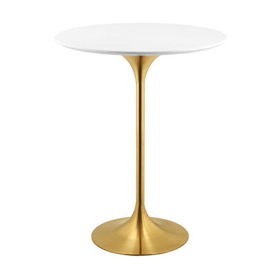 Lippa 28" Bar Table - Timeless Modern Design, Scratch Resistant Finish, Gold White