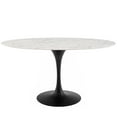thumbnail image 1 of Ergode Lippa 60" Oval Artificial Marble Dining Table - Black White, 1 of 1
