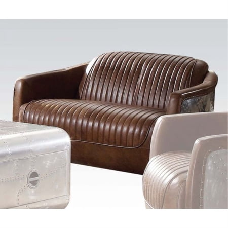 Ergode Loveseat Retro Brown Top Grain Leather & Aluminum