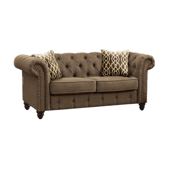 Ergode Loveseat (w/2 Pillows) Brown Linen