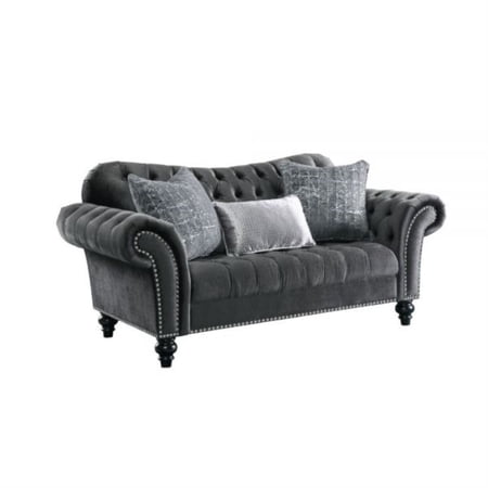 Ergode Loveseat (w/3 Pillows) Dark Gray Velvet