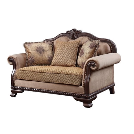 Ergode Loveseat w/3 Pillows Fabric & Espresso Finish
