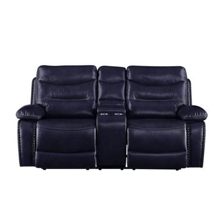 Ergode Loveseat w/Console (Motion) Navy Leather-Gel Match