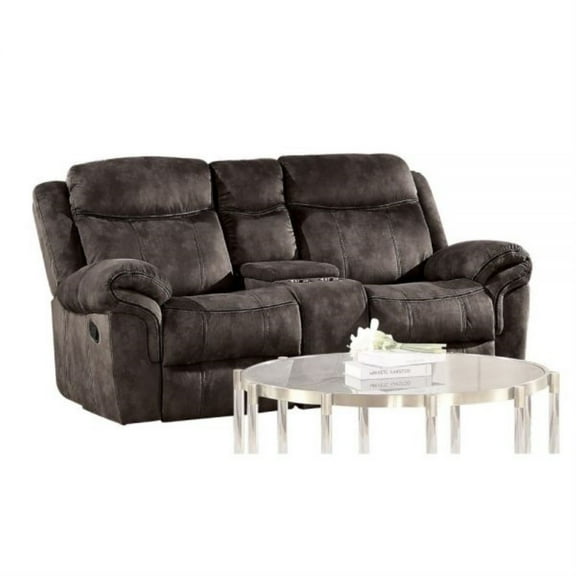 Ergode Loveseat w/USB Dock & Console (Glider & Motion) 2-Tone Chocolate Velvet