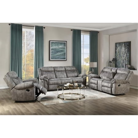 Ergode Loveseat w/USB Dock & Console (Glider & Motion) 2-Tone Gray Velvet