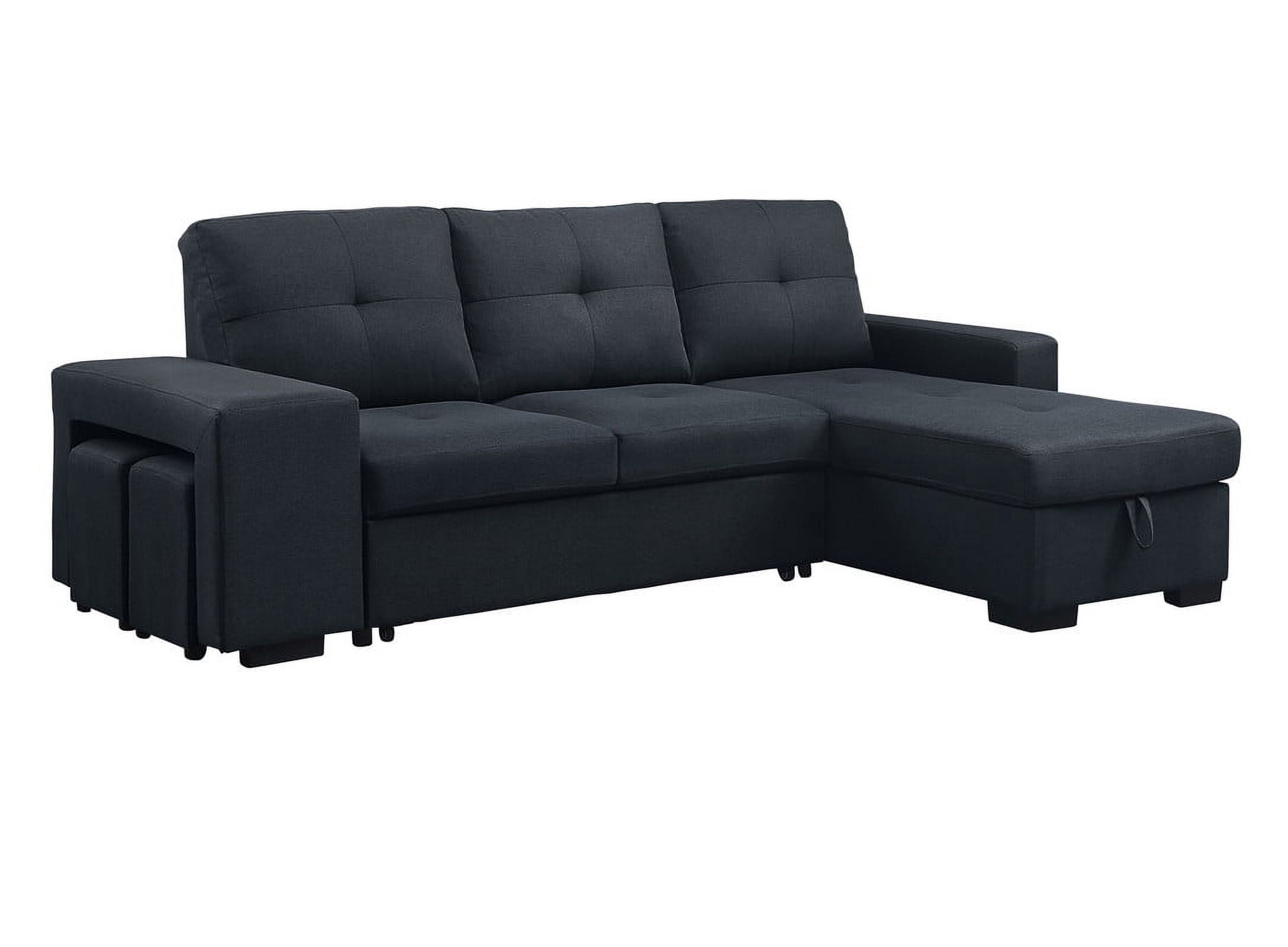 Ergode Lucas Dark Gray Linen Sleeper Sectional Sofa with Reversible ...