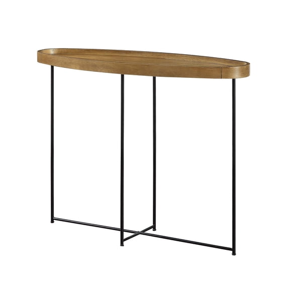 Ergode Lunar Console Table - Contemporary Retro Charm, Durable Iron Base, MDF with Birch Veneer, Versatile for Living Room, Office, Study - Minimal Assembly Required