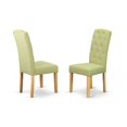 thumbnail image 1 of Ergode MZCE5-OAK-07 5Pc Kitchen Table Set - Wood Dining Table & 4 Parsons Chairs with Lime Green Linen Fabric. Drop Leaf, Oak Finish., 1 of 1