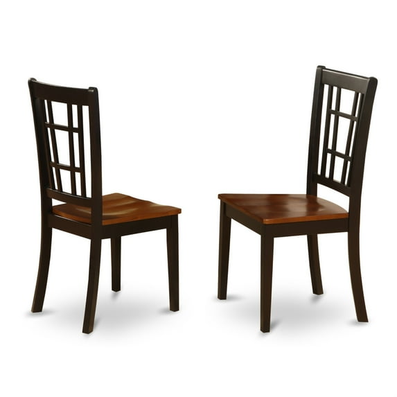 Hartland 5 Pc Round Dinette Table Set with 4 Leather Kitchen Chairs - Black and Cherry Finish