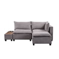 thumbnail image 1 of Ergode Madison Light Gray Fabric Sectional Loveseat Ottoman with USB Storage Console Table, 1 of 1