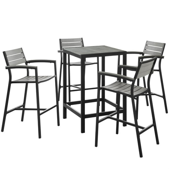 Ergode Maine 5 Piece Outdoor Patio Bar Set - Brown Gray