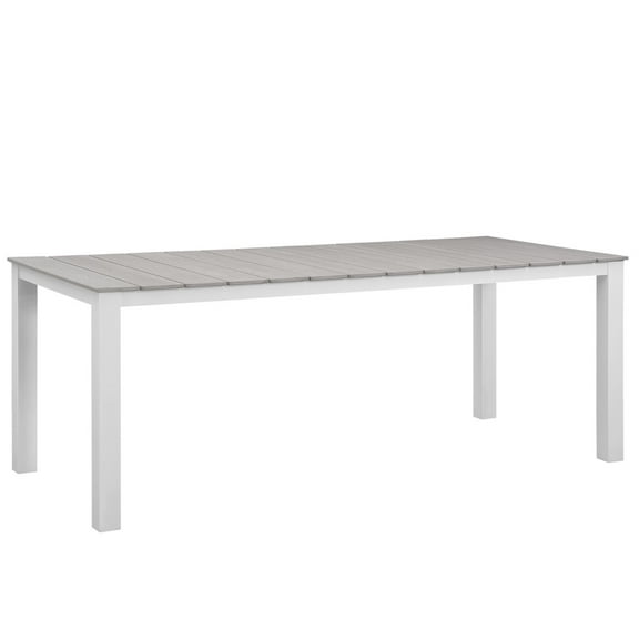 Ergode Maine 80" Outdoor Patio Dining Table - White Light Gray