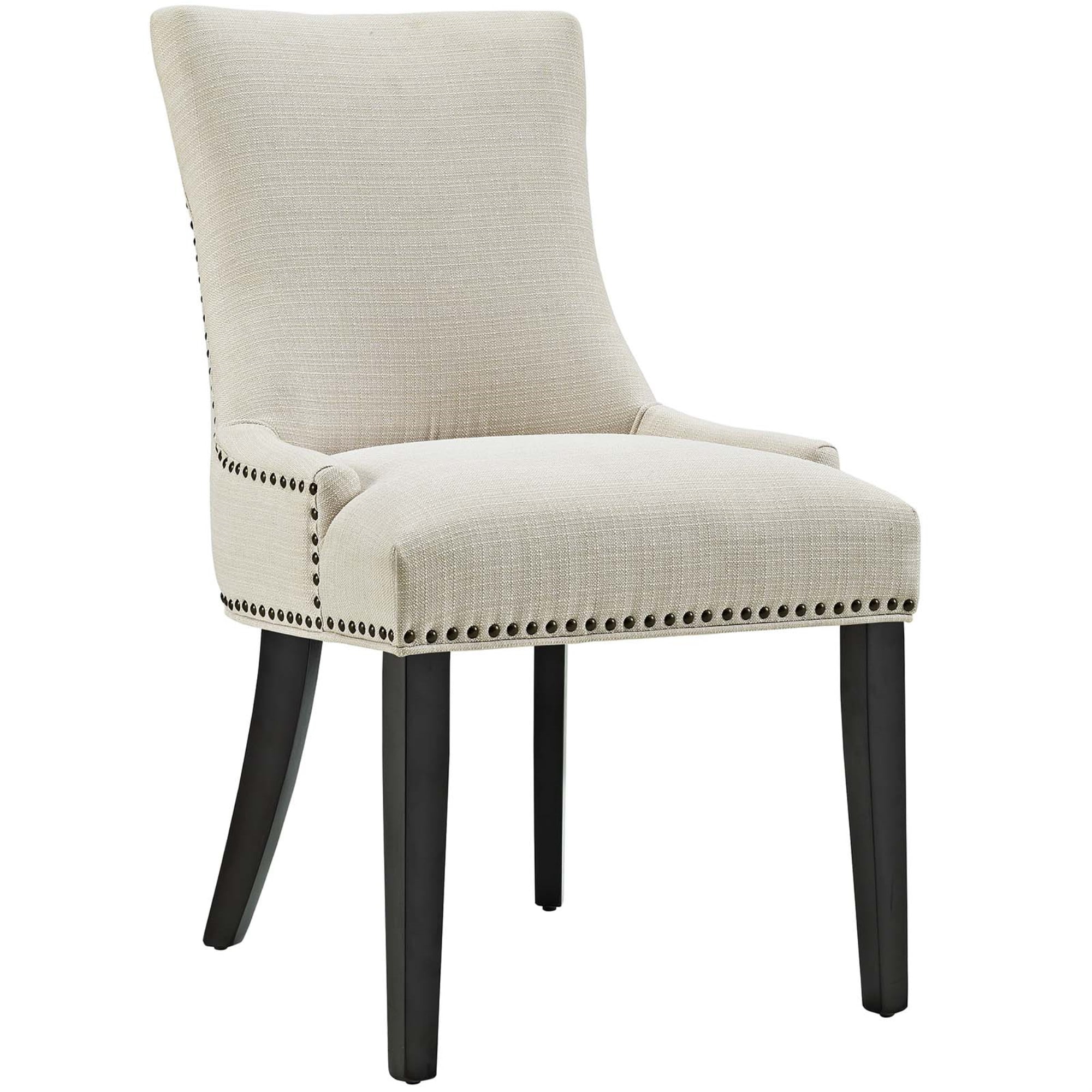 Regal Beige Leather Parsons Side Chair with Nailhead Trim