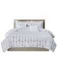 thumbnail image 1 of Ergode Metallic Printed Comforter Set - Geometric Pattern in Metallic Silver on White - Includes Comforter, Shams, and Decorative Pillows - Treatment - Wrinkle-Free Packaging, 1 of 5