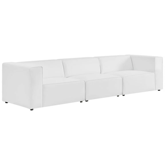 Ergode Mingle Vegan Leather 3-Piece Sectional Sofa - White