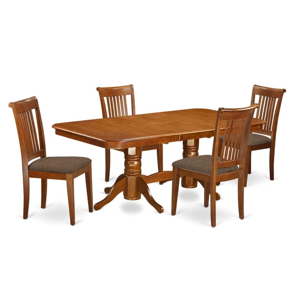 Kenley 5-Piece Dining Set - Oval Table, 4 Chairs - Buttermilk & Cherry Finish - Expandable - Napoleon Style Design - Customizable Seat Material