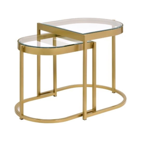 Ergode Nesting Table Clear Glass & Gold Finish