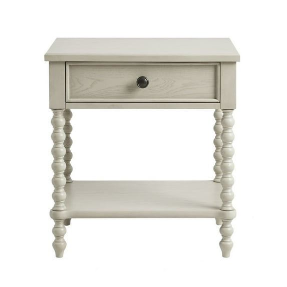 Ergode Nightstand - Charming Whitewash Finish, Single Drawer & Lower Shelf for Ample Storage, Elegant Farmhouse Design with Turned Solid Wood Legs. Easy Assembly. Perfect Addition to Any Bedroom.